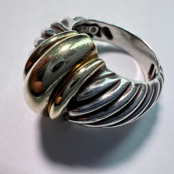 David Yurman 14k & Sterling Size 5.5 Dome Ring - Picture 4 of 6